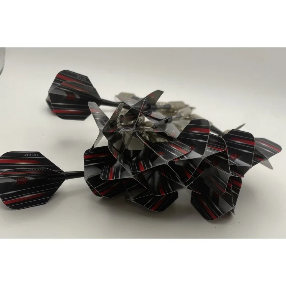Fat Cat Steel Tipped Darts A Lot Of 18 Red Black Flights 20 Grams